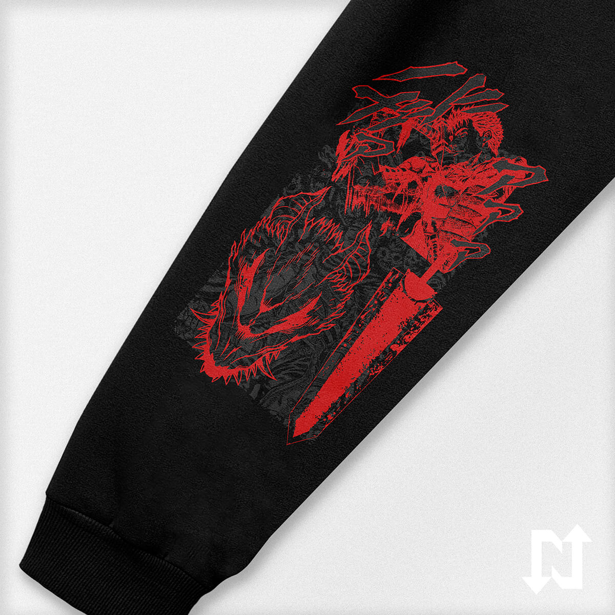 Sudadera oversize negra inspirada en el senõr Guts del anime y manga de Berserk. Cómoda, suave al tacto y de alta calidad.