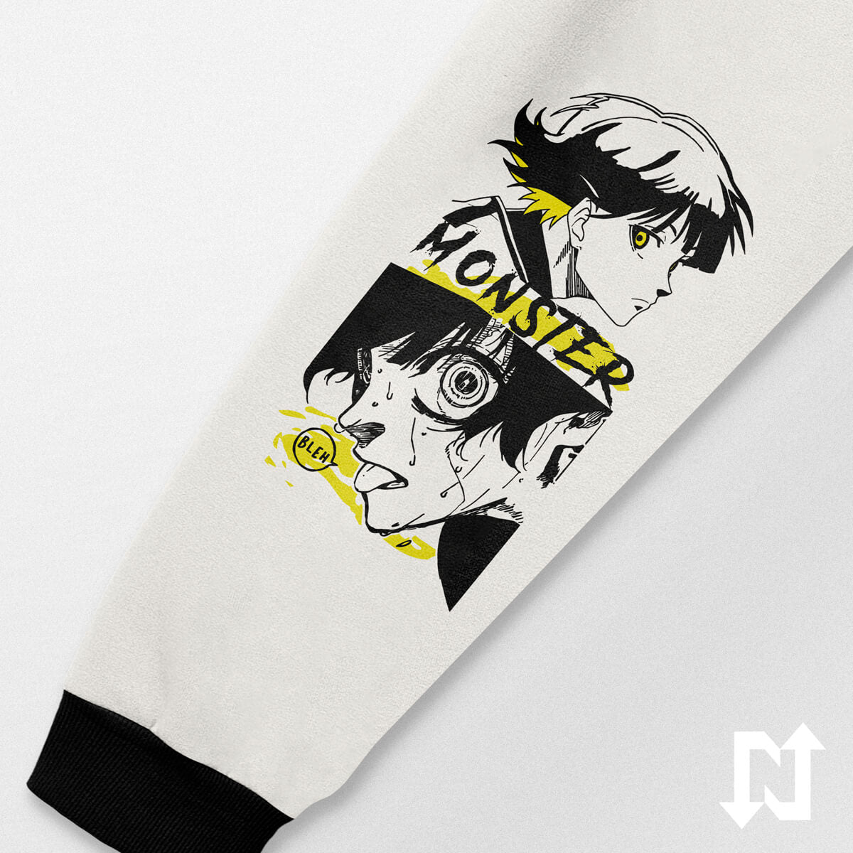 Manga derecha blanca  inspirado en el Meguru Bachira de Blue Lock. Diseño original con artes impresos en DTF