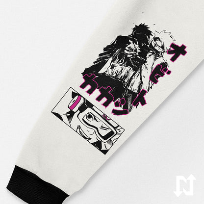 Sudadera blanca oversize inspirada en el equipo Minato del anime y manga de naruto. Cómoda, suave al tacto y de alta calidad.