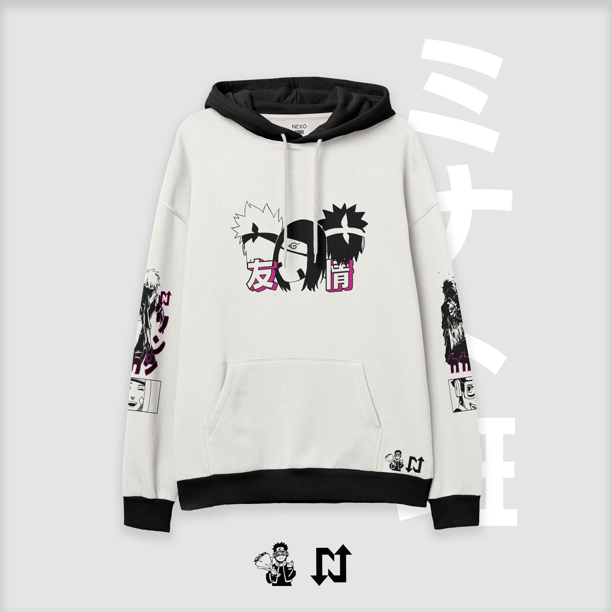 Sudadera blanca oversize inspirada en el equipo Minato del anime y manga de naruto. Cómoda, suave al tacto y de alta calidad.