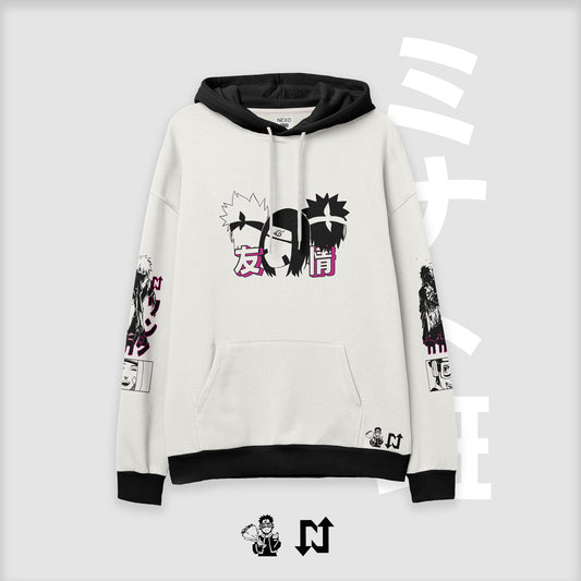 Sudadera blanca oversize inspirada en el equipo Minato del anime y manga de naruto. Cómoda, suave al tacto y de alta calidad.